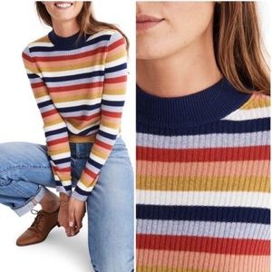 Madewell Mockneck Pullover Sweater Striped Medium